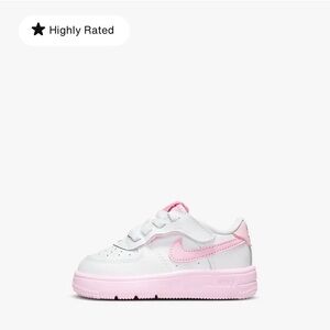 Baby/Infant Girls Nike Force 1 Low Easyon, White/ Pink Foam